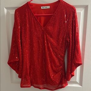 Grace Karin Red Sequin Women's Top